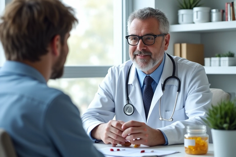Doctor advising a patient about health supplements
