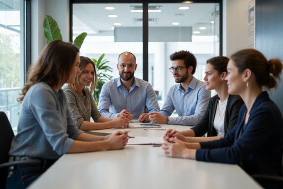 Personas interactuando en un centro de atención al cliente
